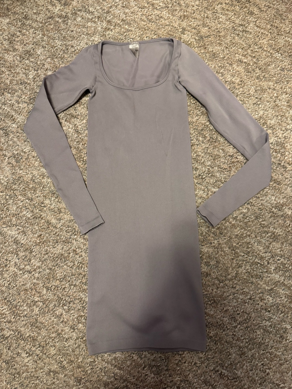 Sunday Best from Aritzia Long-Sleeve ribbed cotton mini dress - Mauve Gray